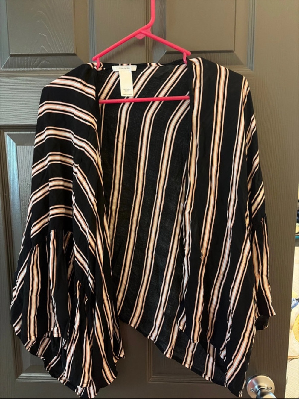 Maurices Black and Cream Striped Open-Front Tunic